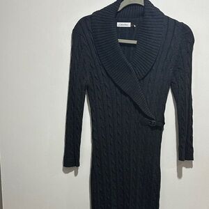 Calvin Klein Black Long Sleeve Knit Dress